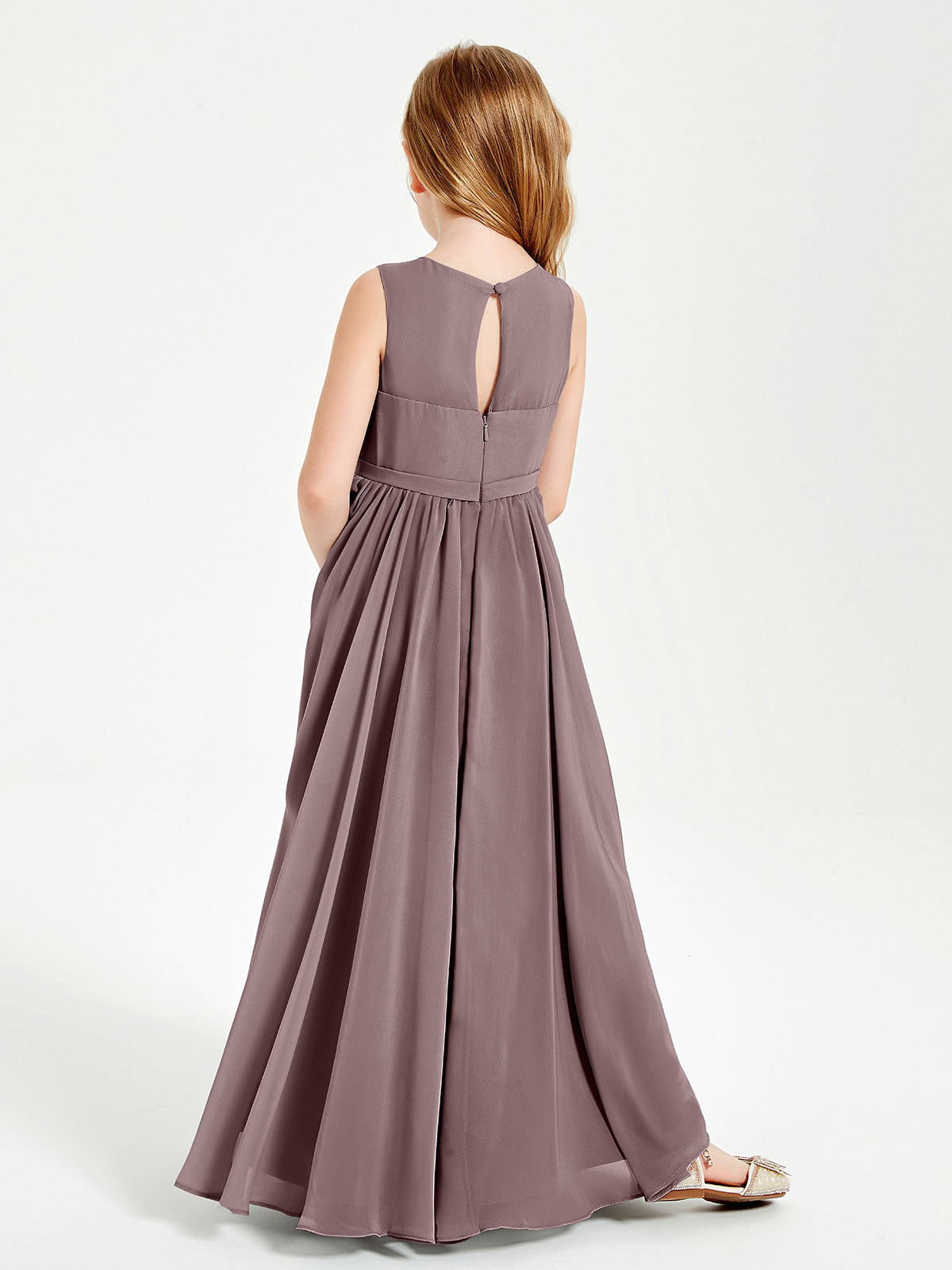 Chic Elegant Sleeveless Dresses for Junior Bridesmaids Vintage Mauve